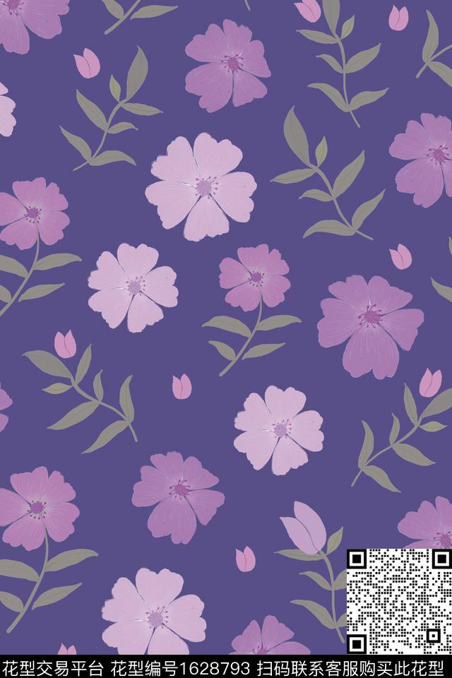 植物树枝小碎花数码印花花型下载（图片编号: 1628793） - 瓦栏（Walan）