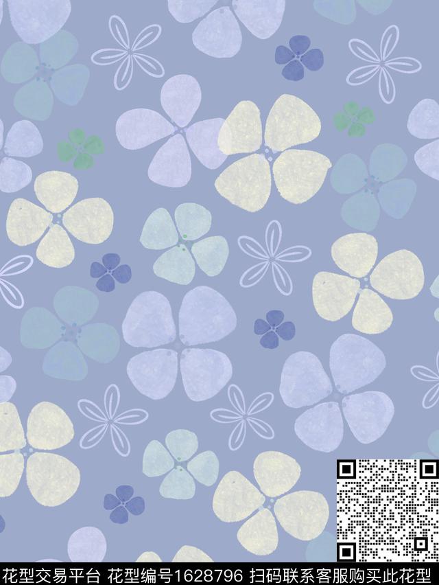 四叶草素色花卉数码印花花型下载（图片编号: 1628796） - 瓦栏（Walan）