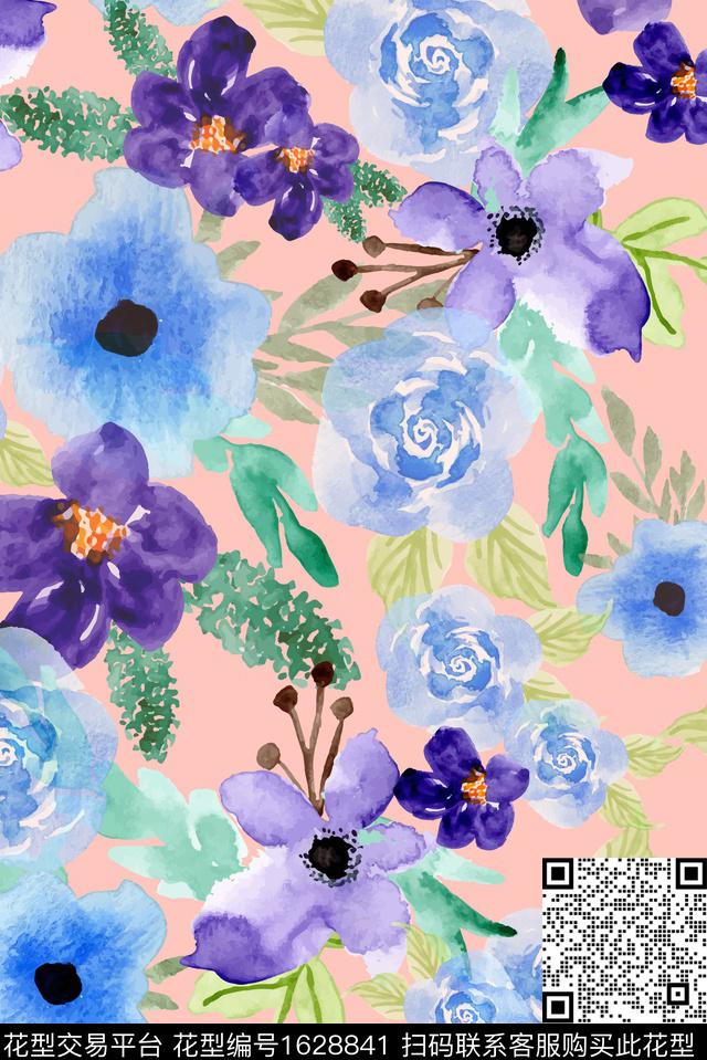 花卉水彩花卉手绘花卉数码印花花型下载（图片编号: 1628841） - 瓦栏（Walan）