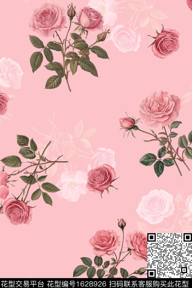 花卉影花数码印花花型下载（图片编号: 1628926） - 瓦栏（Walan）