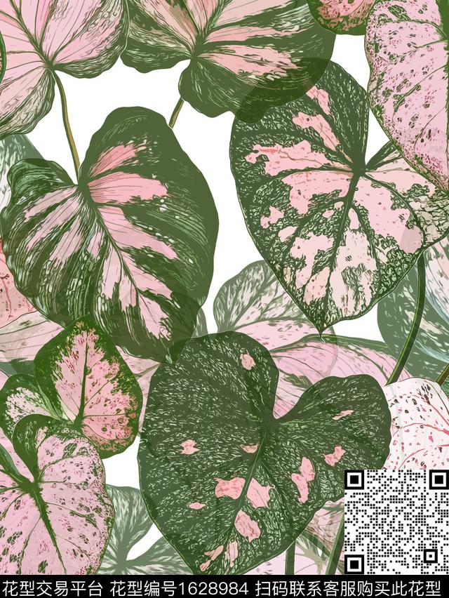热带叶子植物数码印花花型下载（图片编号: 1628984） - 瓦栏（Walan）
