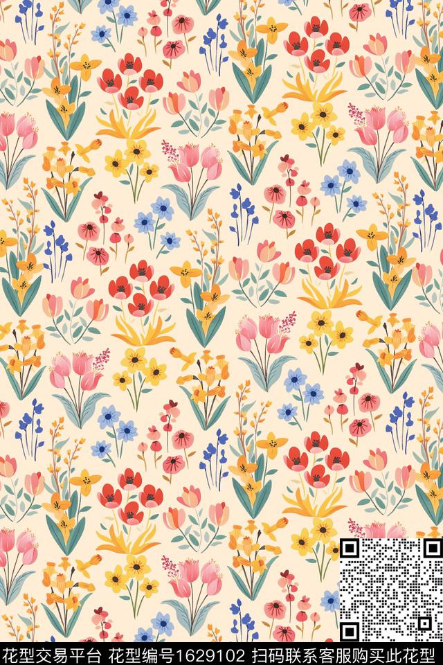 花卉小碎花小清新数码印花花型下载（图片编号: 1629102） - 瓦栏（Walan）