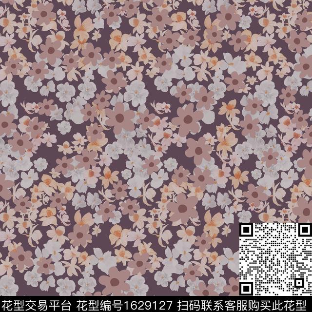 花卉小碎花彩底花卉数码印花花型下载（图片编号: 1629127） - 瓦栏（Walan）