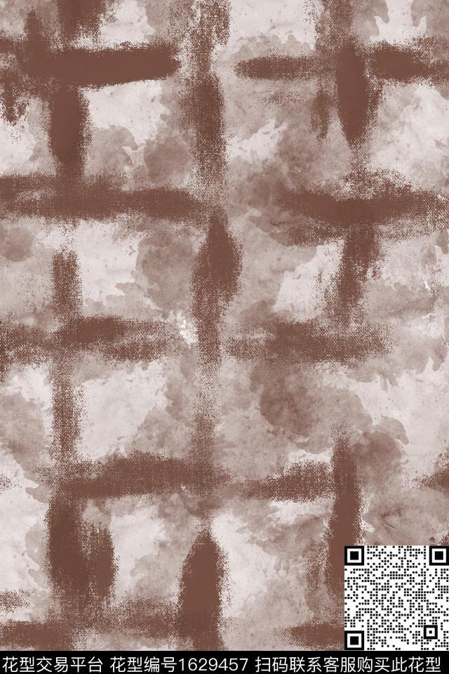 肌理笔触格子数码印花花型下载（图片编号: 1629457） - 瓦栏（Walan）