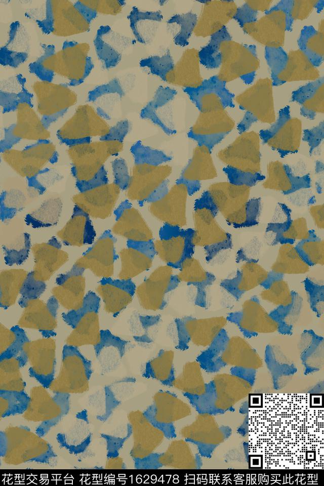 水彩笔触复古数码印花花型下载（图片编号: 1629478） - 瓦栏（Walan）