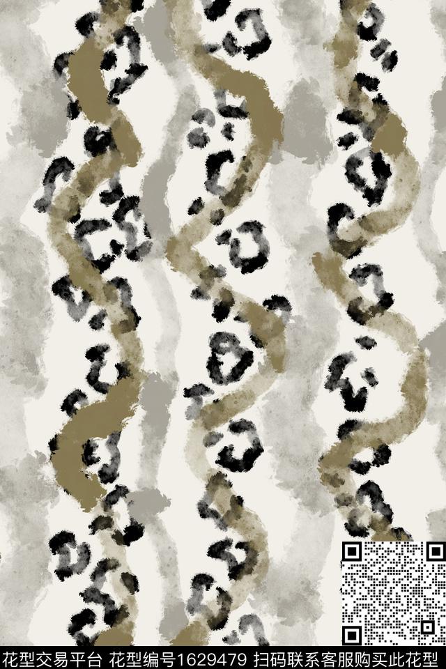 简约笔触复古数码印花花型下载（图片编号: 1629479） - 瓦栏（Walan）