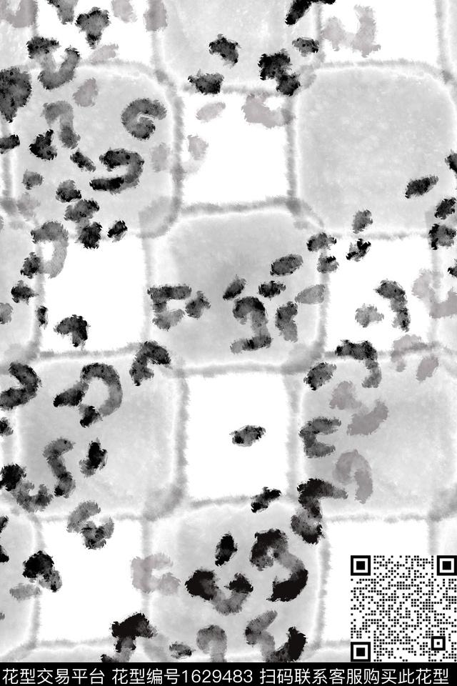 水彩格子波点数码印花花型下载（图片编号: 1629483） - 瓦栏（Walan）