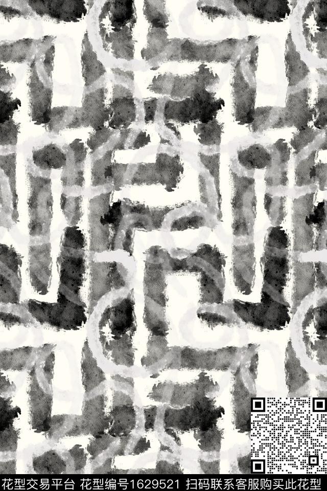 肌理笔触抽象数码印花花型下载（图片编号: 1629521） - 瓦栏（Walan）