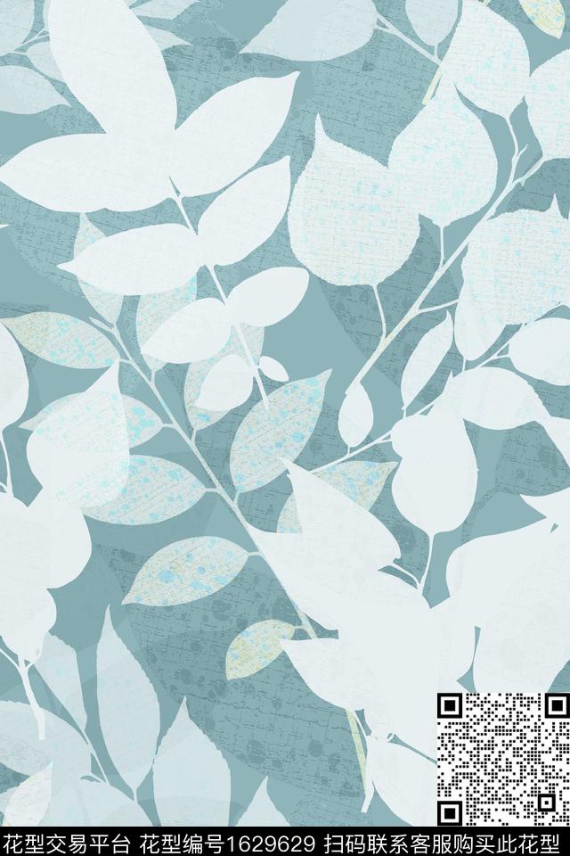 年轻女装植物叶子数码印花花型下载（图片编号: 1629629） - 瓦栏（Walan）