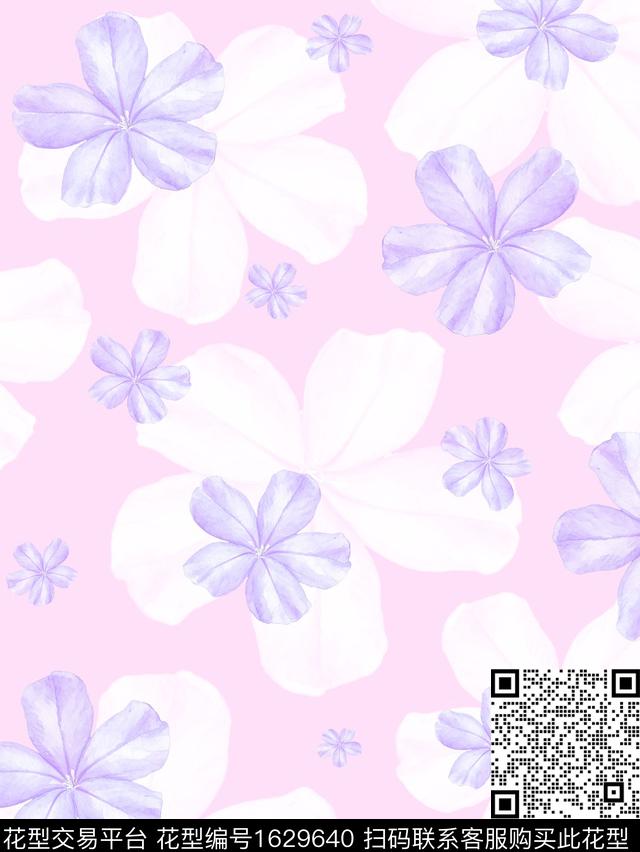 年轻女装植物大花数码印花花型下载（图片编号: 1629640） - 瓦栏（Walan）