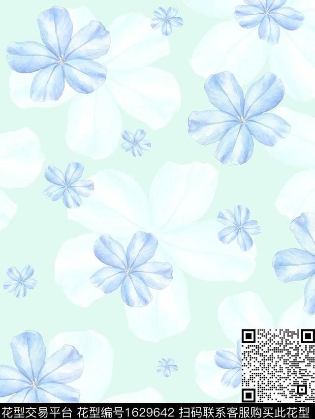 年轻女装植物大花数码印花花型下载（图片编号: 1629642） - 瓦栏（Walan）