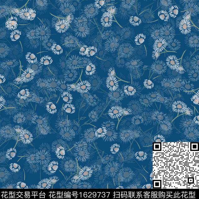 小碎花连衣裙影花数码印花花型下载（图片编号: 1629737） - 瓦栏（Walan）