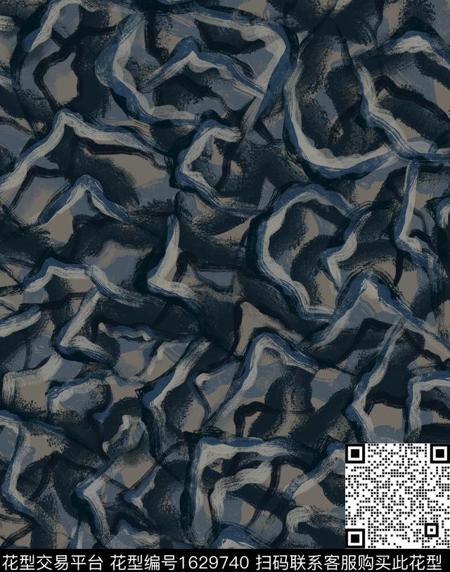 笔触油画花型艺术传统印花花型下载（图片编号: 1629740） - 瓦栏（Walan）
