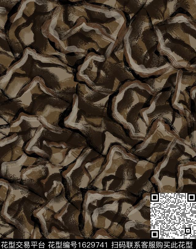 笔触油画花型艺术传统印花花型下载（图片编号: 1629741） - 瓦栏（Walan）