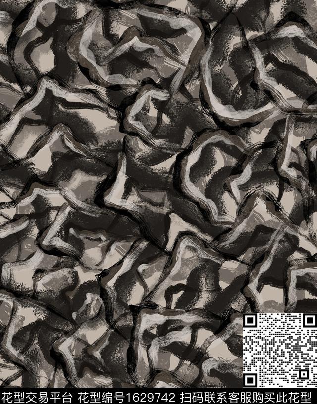 笔触油画花型艺术传统印花花型下载（图片编号: 1629742） - 瓦栏（Walan）