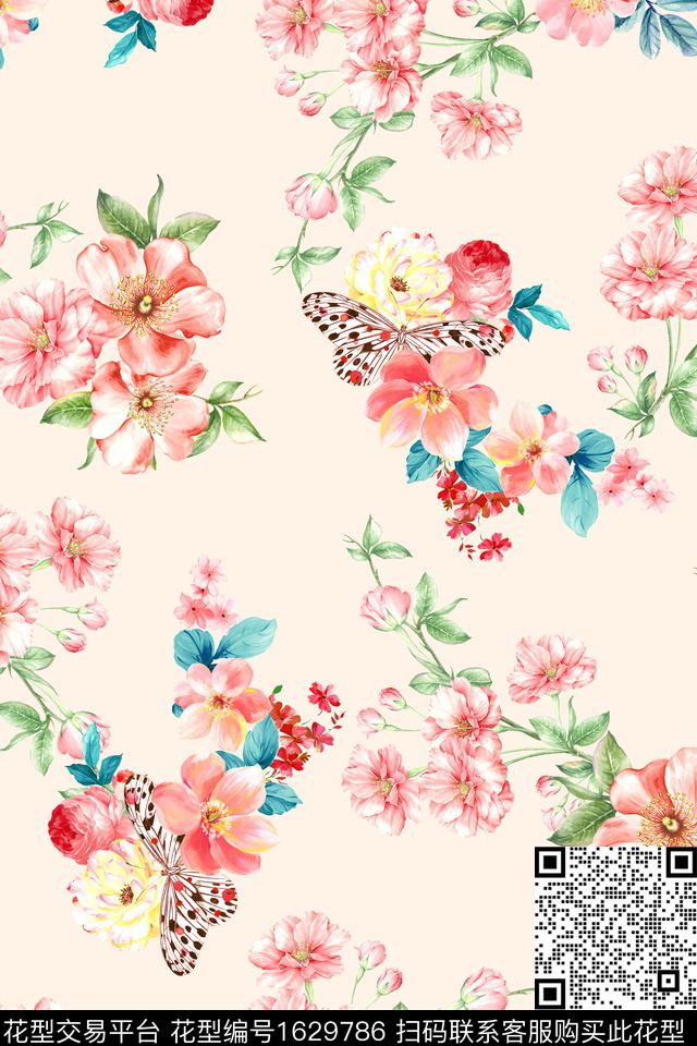 年轻女装花卉春夏花型数码印花花型下载（图片编号: 1629786） - 瓦栏（Walan）