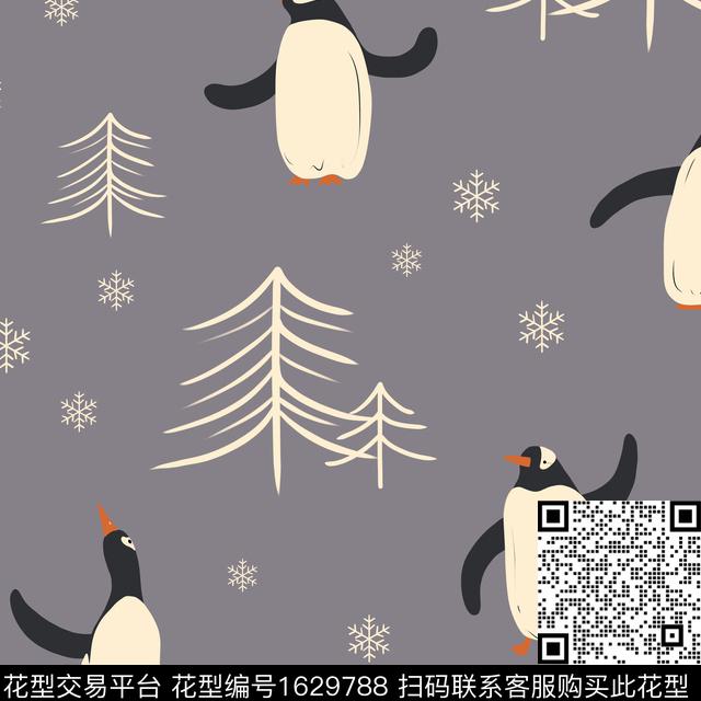 卡通动物可爱企鹅数码印花花型下载（图片编号: 1629788） - 瓦栏（Walan）