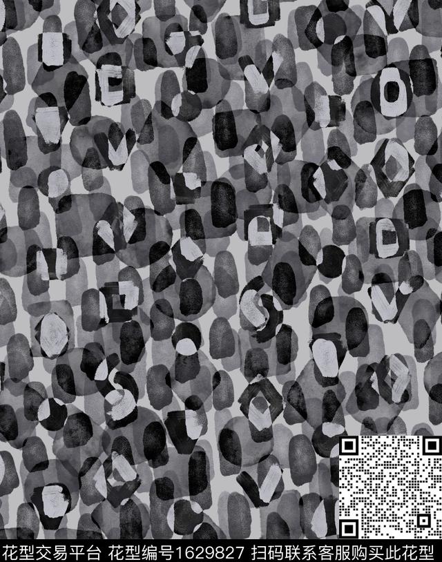 豹纹连衣裙水彩传统印花花型下载（图片编号: 1629827） - 瓦栏（Walan）