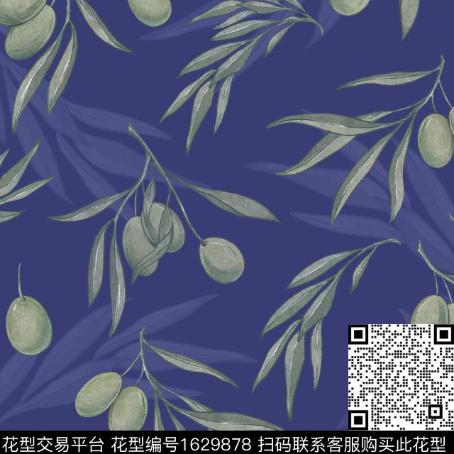 植物复古水果数码印花花型下载（图片编号: 1629878） - 瓦栏（Walan）