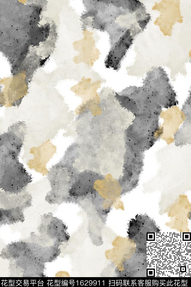水彩笔触抽象数码印花花型下载（图片编号: 1629911） - 瓦栏（Walan）