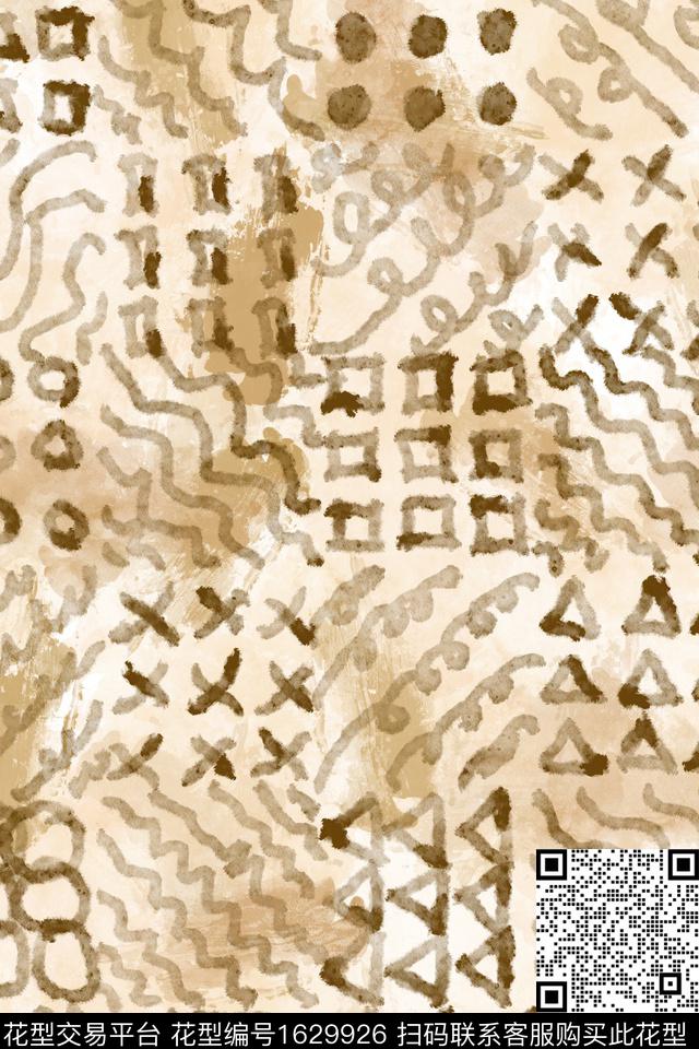 肌理笔触几何数码印花花型下载（图片编号: 1629926） - 瓦栏（Walan）