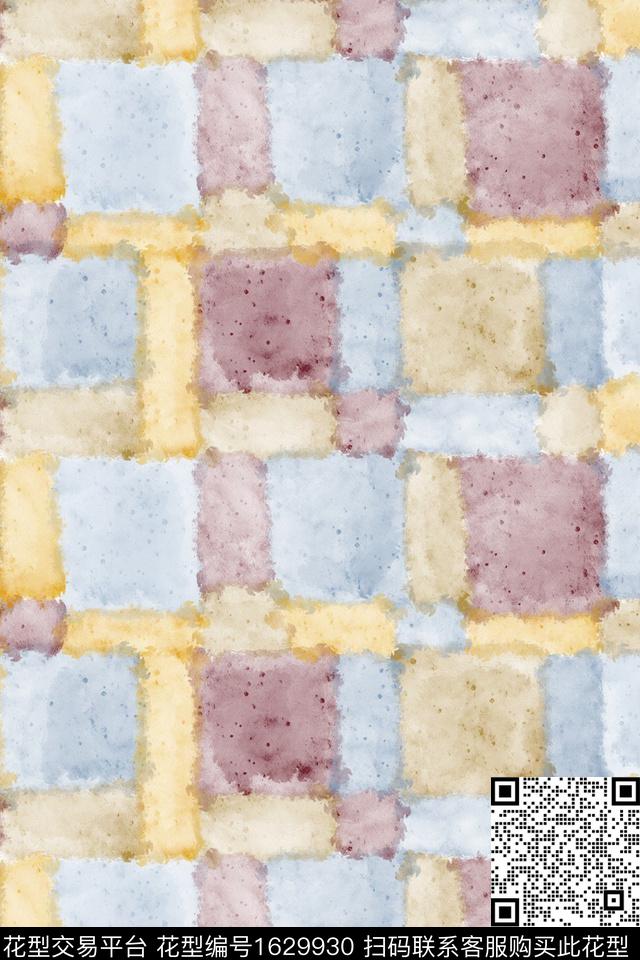 简约水彩几何数码印花花型下载（图片编号: 1629930） - 瓦栏（Walan）
