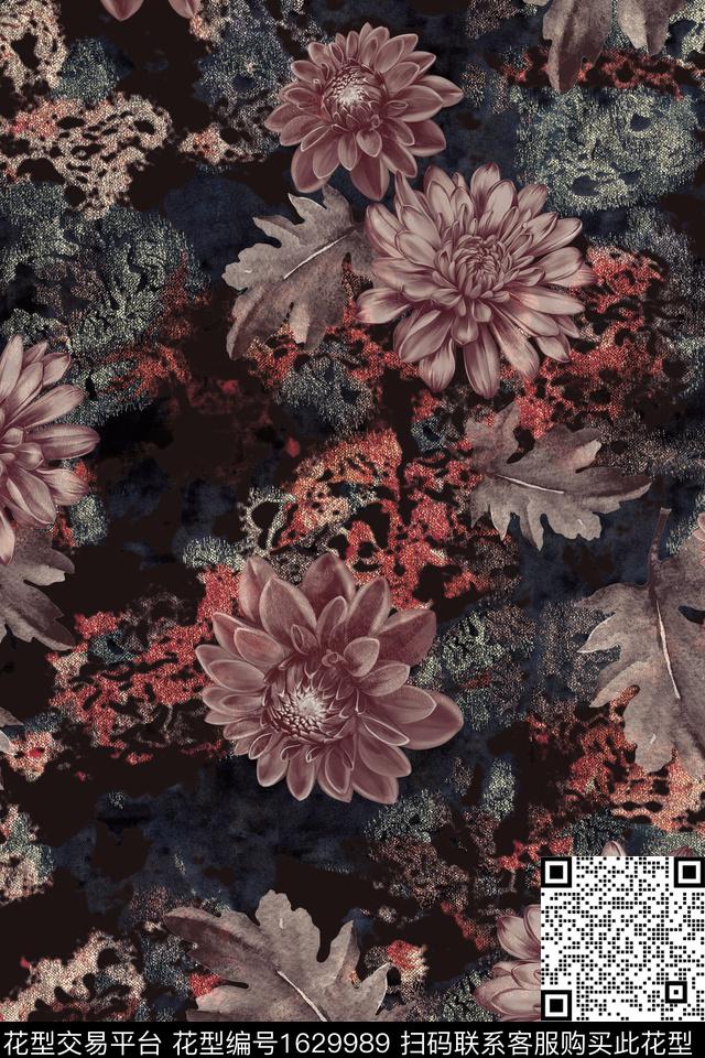 花卉肌理中老年数码印花花型下载（图片编号: 1629989） - 瓦栏（Walan）