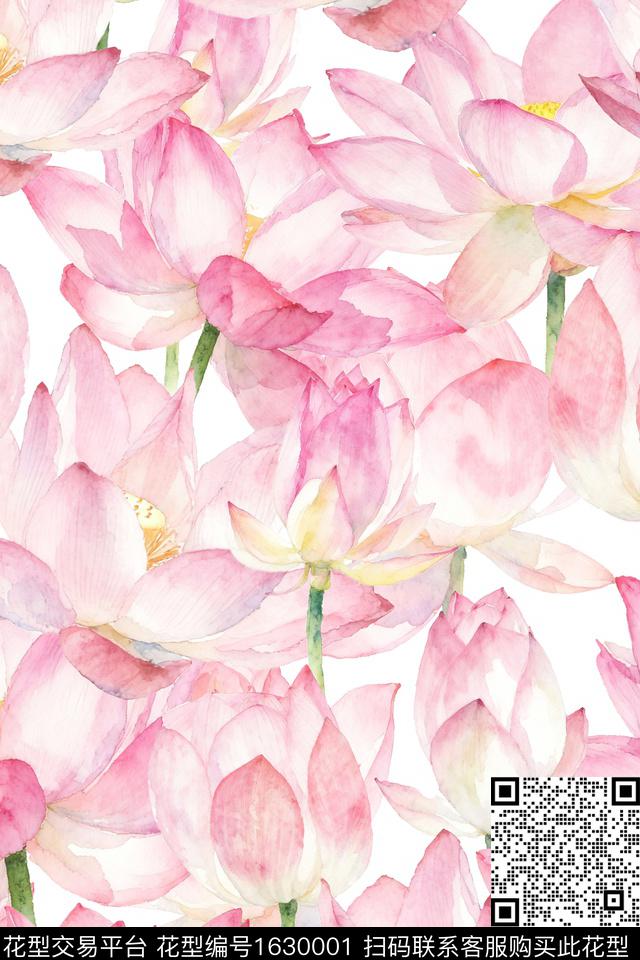 年轻女装植物大花数码印花花型下载（图片编号: 1630001） - 瓦栏（Walan）