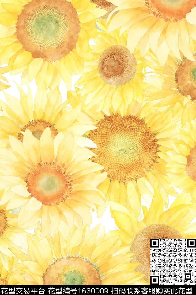 植物大花水彩花卉数码印花花型下载（图片编号: 1630009） - 瓦栏（Walan）