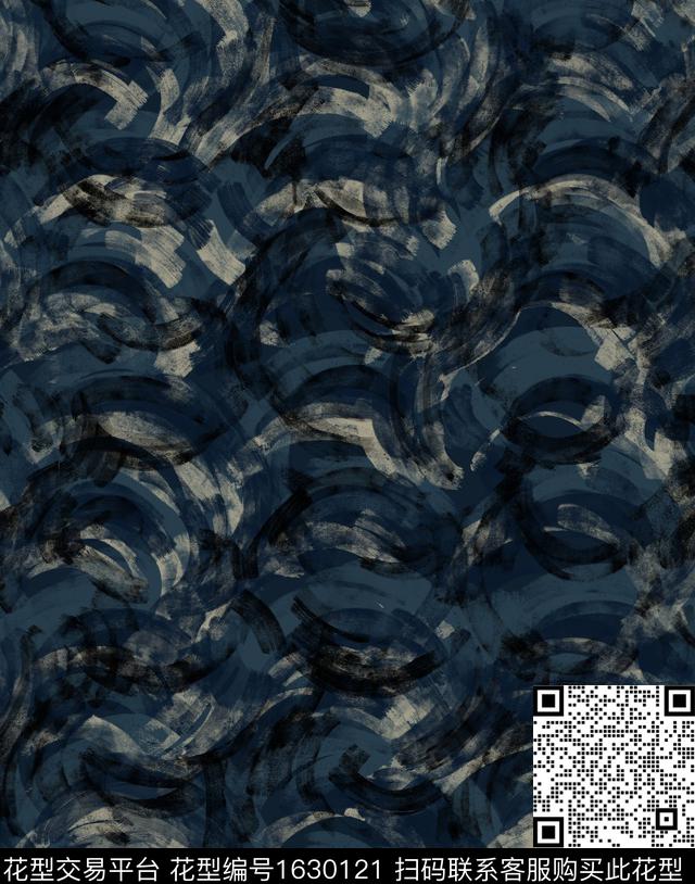 线条肌理水彩传统印花花型下载（图片编号: 1630121） - 瓦栏（Walan）