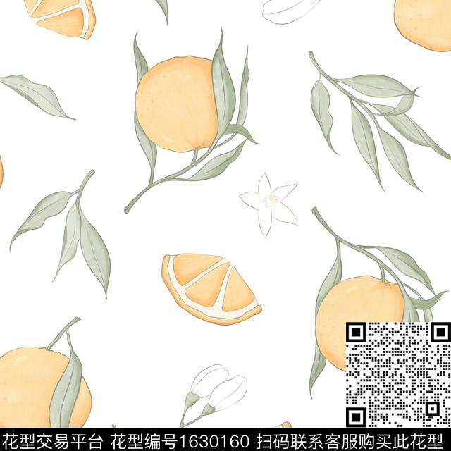 小清新橘子橙子传统印花花型下载（图片编号: 1630160） - 瓦栏（Walan）