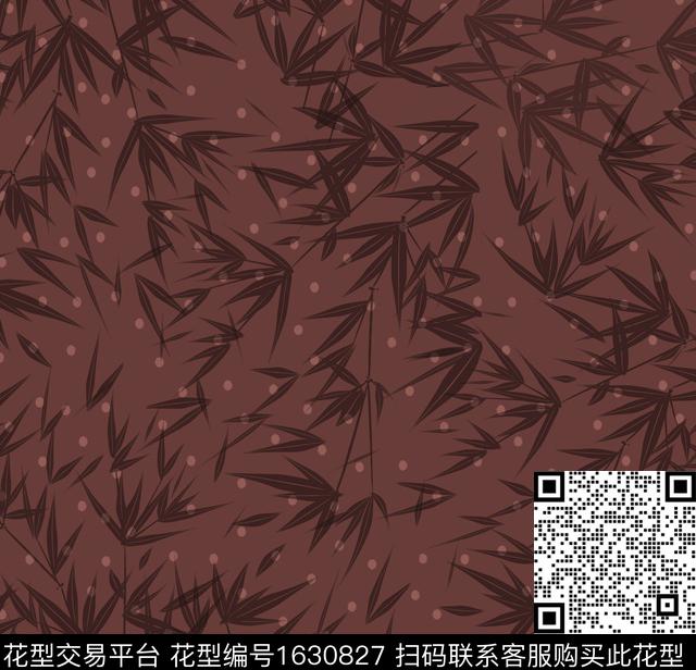 中国风竹叶中老年数码印花花型下载（图片编号: 1630827） - 瓦栏（Walan）