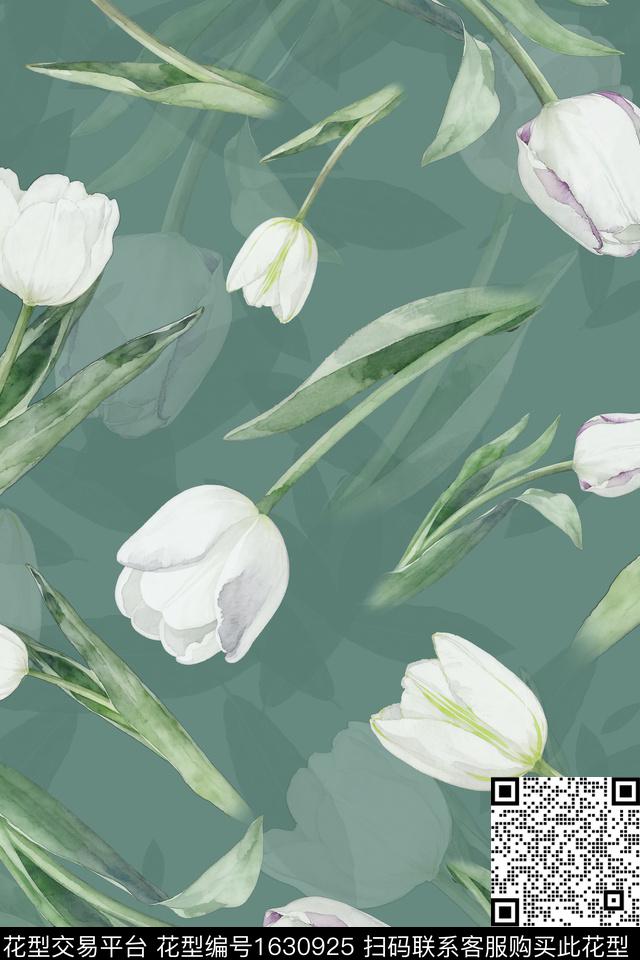 年轻女装花卉水彩花卉数码印花花型下载（图片编号: 1630925） - 瓦栏（Walan）