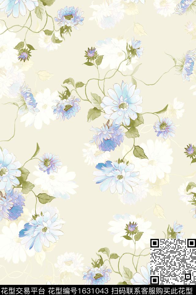 花卉女装影花数码印花花型下载（图片编号: 1631043） - 瓦栏（Walan）