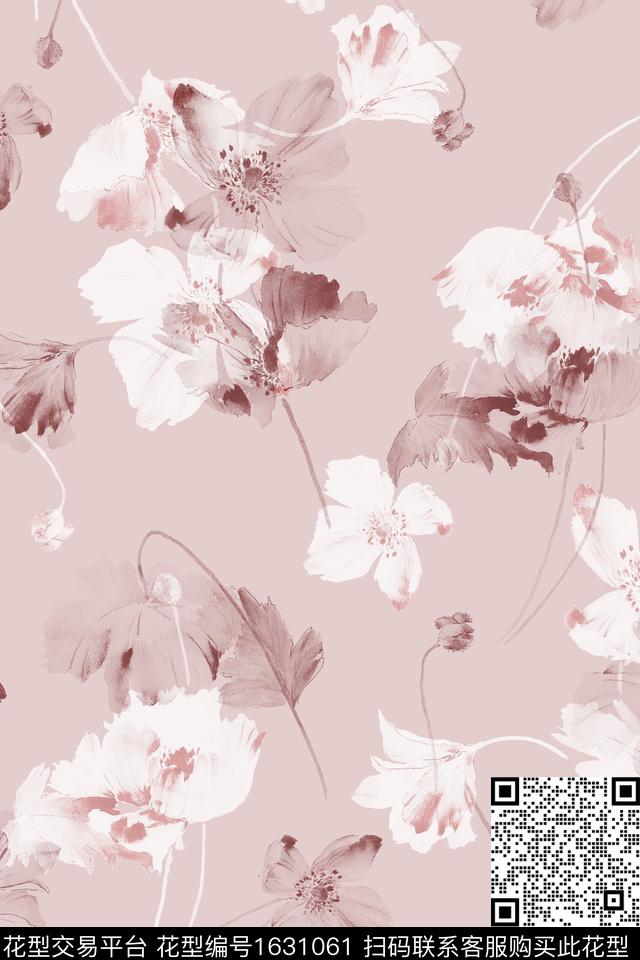 花卉女装清爽底花卉数码印花花型下载（图片编号: 1631061） - 瓦栏（Walan）