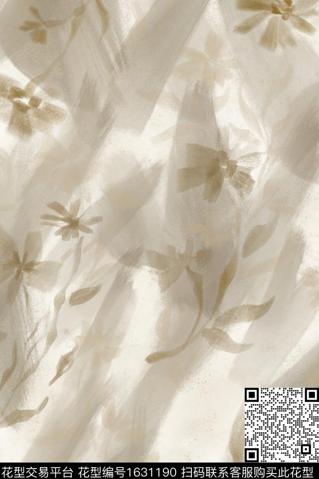 侘寂花卉水彩数码印花花型下载（图片编号: 1631190） - 瓦栏（Walan）
