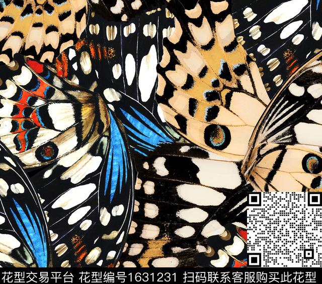 翅膀蝴蝶昆虫数码印花花型下载（图片编号: 1631231） - 瓦栏（Walan）