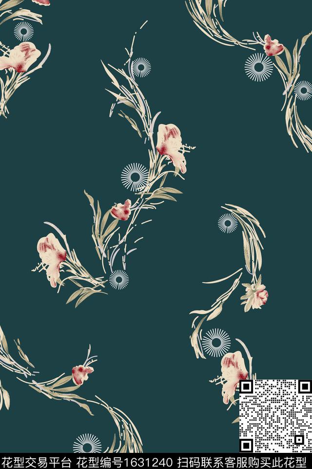 花卉抽象花卉中老年数码印花花型下载（图片编号: 1631240） - 瓦栏（Walan）