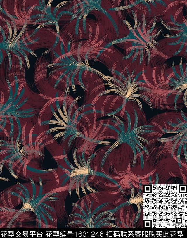 热带花型椰子树数码花型数码印花花型下载（图片编号: 1631246） - 瓦栏（Walan）