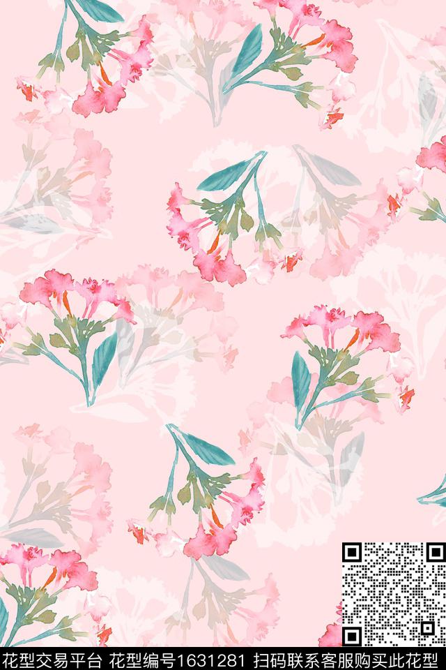 年轻女装水彩花卉花卉数码印花花型下载（图片编号: 1631281） - 瓦栏（Walan）