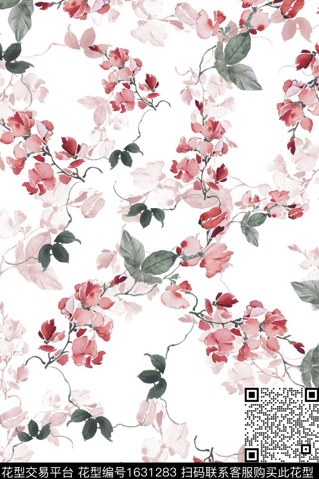 年轻女装花卉水彩花卉数码印花花型下载（图片编号: 1631283） - 瓦栏（Walan）
