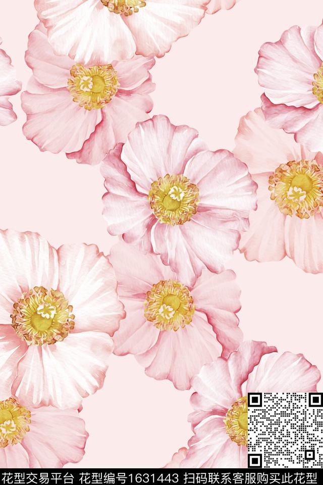 花卉女装清爽底花卉数码印花花型下载（图片编号: 1631443） - 瓦栏（Walan）