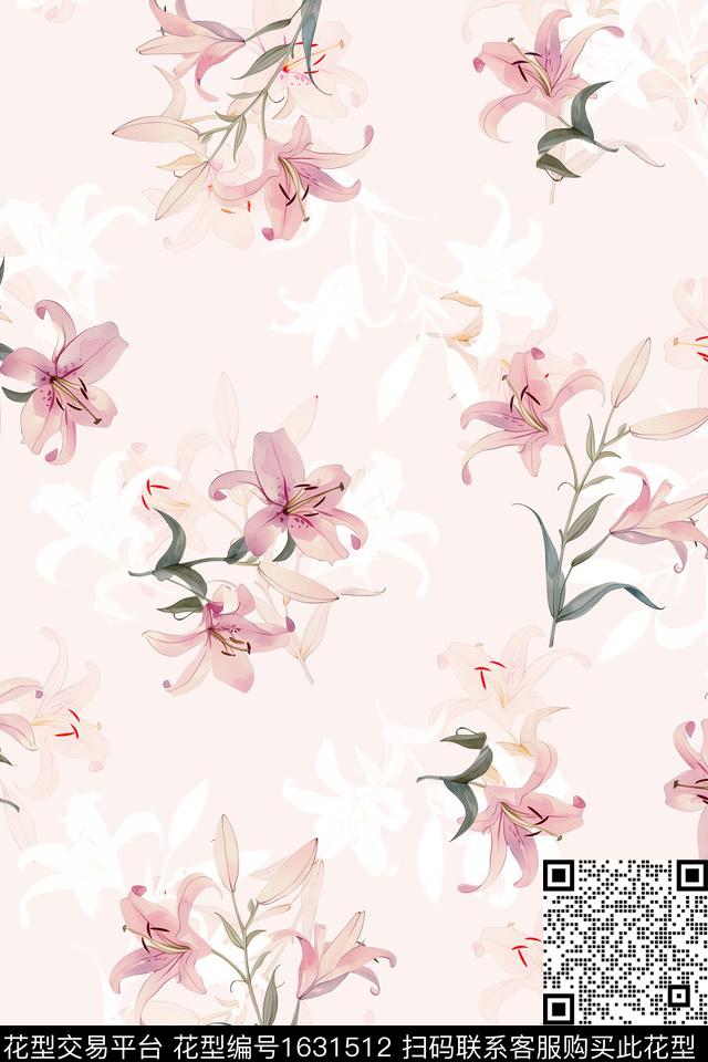 影花花卉春夏花型数码印花花型下载（图片编号: 1631512） - 瓦栏（Walan）