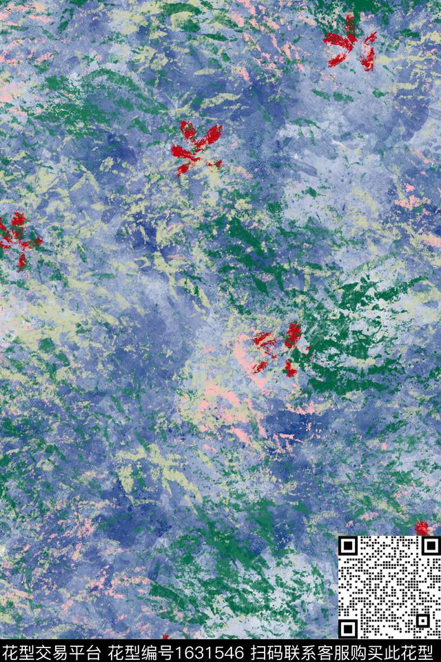 肌理笔触油画花型数码印花花型下载（图片编号: 1631546） - 瓦栏（Walan）