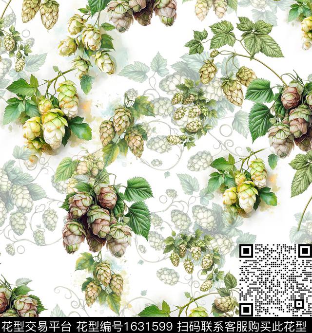 花卉啤酒花影花数码印花花型下载（图片编号: 1631599） - 瓦栏（Walan）