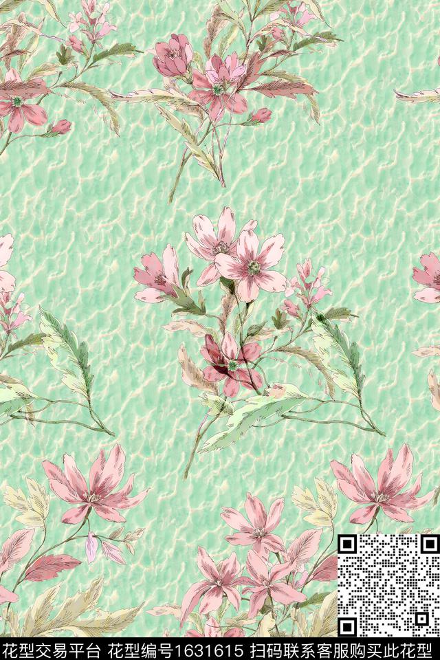 花卉水彩花卉肌理底纹数码印花花型下载（图片编号: 1631615） - 瓦栏（Walan）