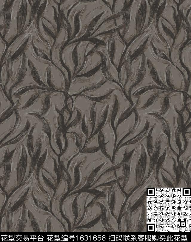 植物藤蔓绿植树叶数码印花花型下载（图片编号: 1631656） - 瓦栏（Walan）