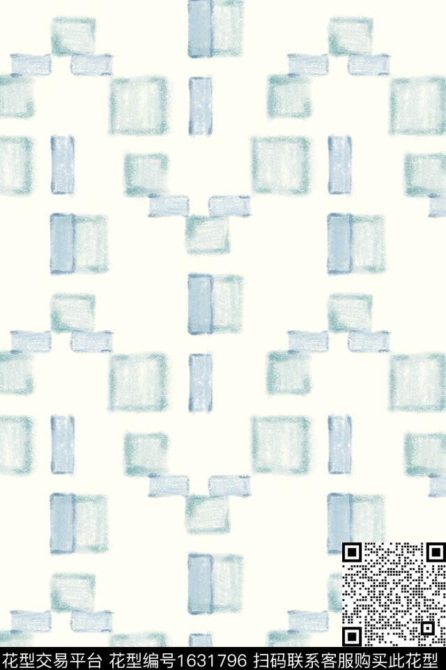 小清新简约笔触数码印花花型下载（图片编号: 1631796） - 瓦栏（Walan）