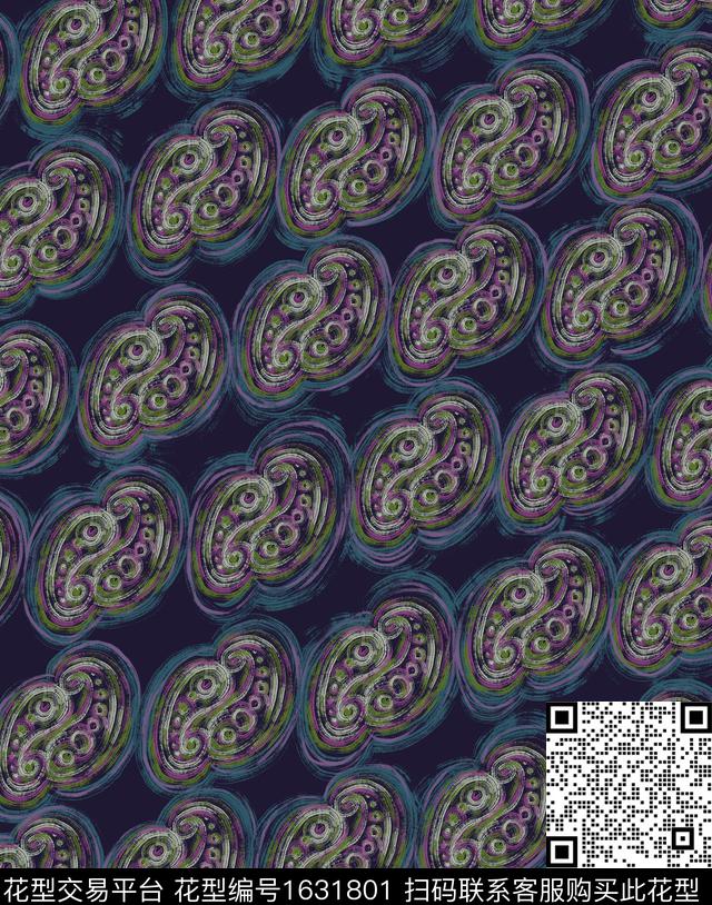 中国风纹理手绘数码印花花型下载（图片编号: 1631801） - 瓦栏（Walan）