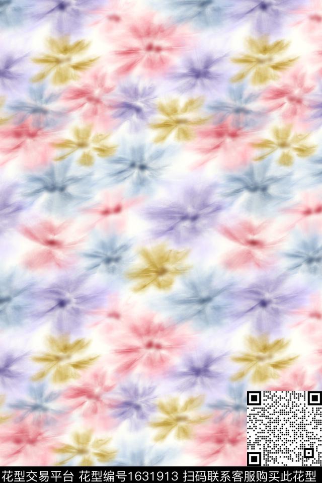 小清新清爽底花卉花卉数码印花花型下载（图片编号: 1631913） - 瓦栏（Walan）